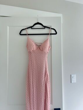 Windsor Pink Beaded Spaghetti Strap prom dress